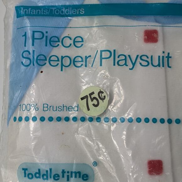 Vtg Baby Sleeper Romper JCPenney Toddletime 1/2 (14.5-18lbs) Blue Football Hero - Picture 3 of 10